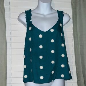 Blu Pepper size medium teal and white polka dot puffs sleeveless top